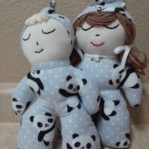 Cuddly Baby Boy & Girl Doll Gray Panda Onesie/Matching Cap NWT Size:9.5 Handmade